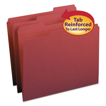 Smead® Reinforced Top Tab Colored File Folders, 1-3-cut Tabs, Letter Size, Maroon, 100-box freeshipping - TVN Wholesale